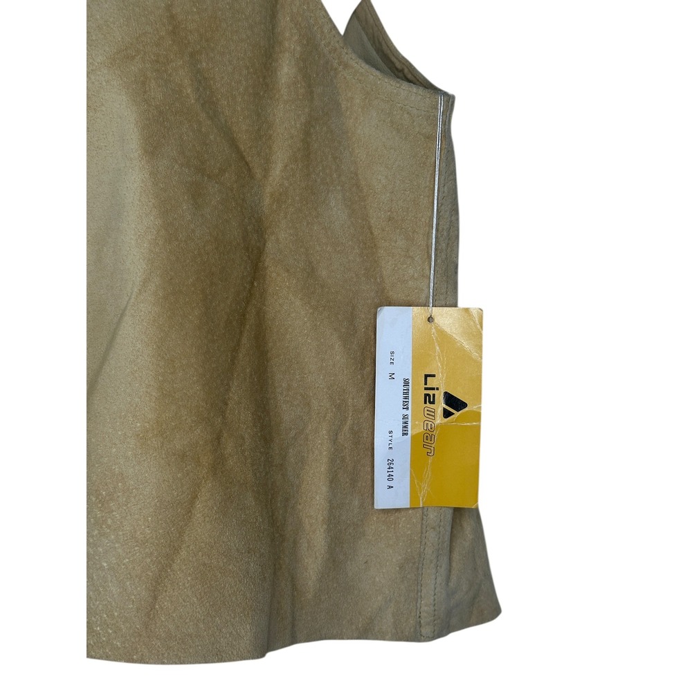 Liz Claiborne Lizwear Vest Medium Tan Suede Leather Vintage 90s Boho Western NEW - Picture 4 of 10